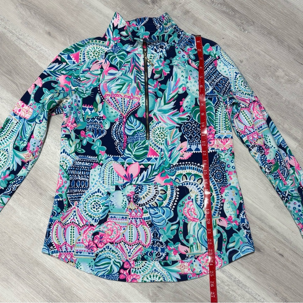 Lilly Pulitzer Cats Navy and Pink Floral Half-Zip Popover Jacket Size Small - Picture 14 of 16